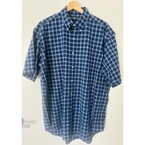 Polo Ralph Lauren Shirt Men's Large Blue Blake Windowpane Plaid Preppy Classic